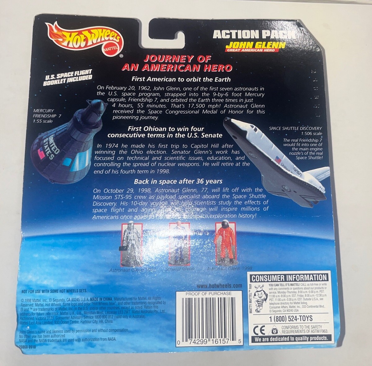 ホットウィール　アクションパック　ジョン・グレン Amazon.com: HOT WHEELS ACTION PACK JOHN GLENN GREAT AMERICAN
