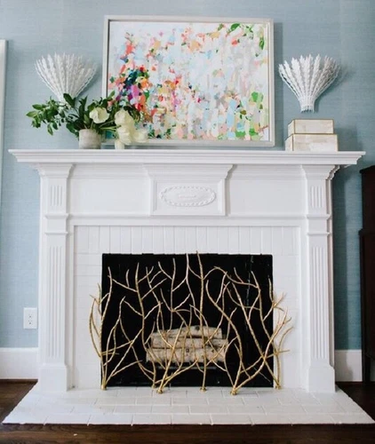 Gold Branches Fireplace Fire Screen Hand Forged Iron Twigs  ~ Uttermost 18796 - Picture 6 of 7