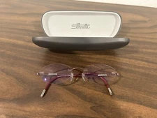 Silhouette Eyeglasses Frames 5227 40 6053 Purple Round Rimless 17-135 Hard Case