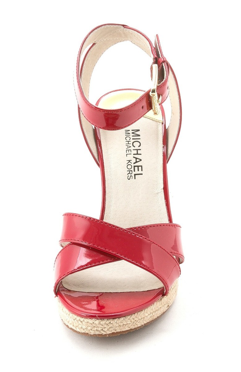 MICHAEL KORS MK KAMI RED CRISS CROSS GOLD LOGO ESPADRILLE