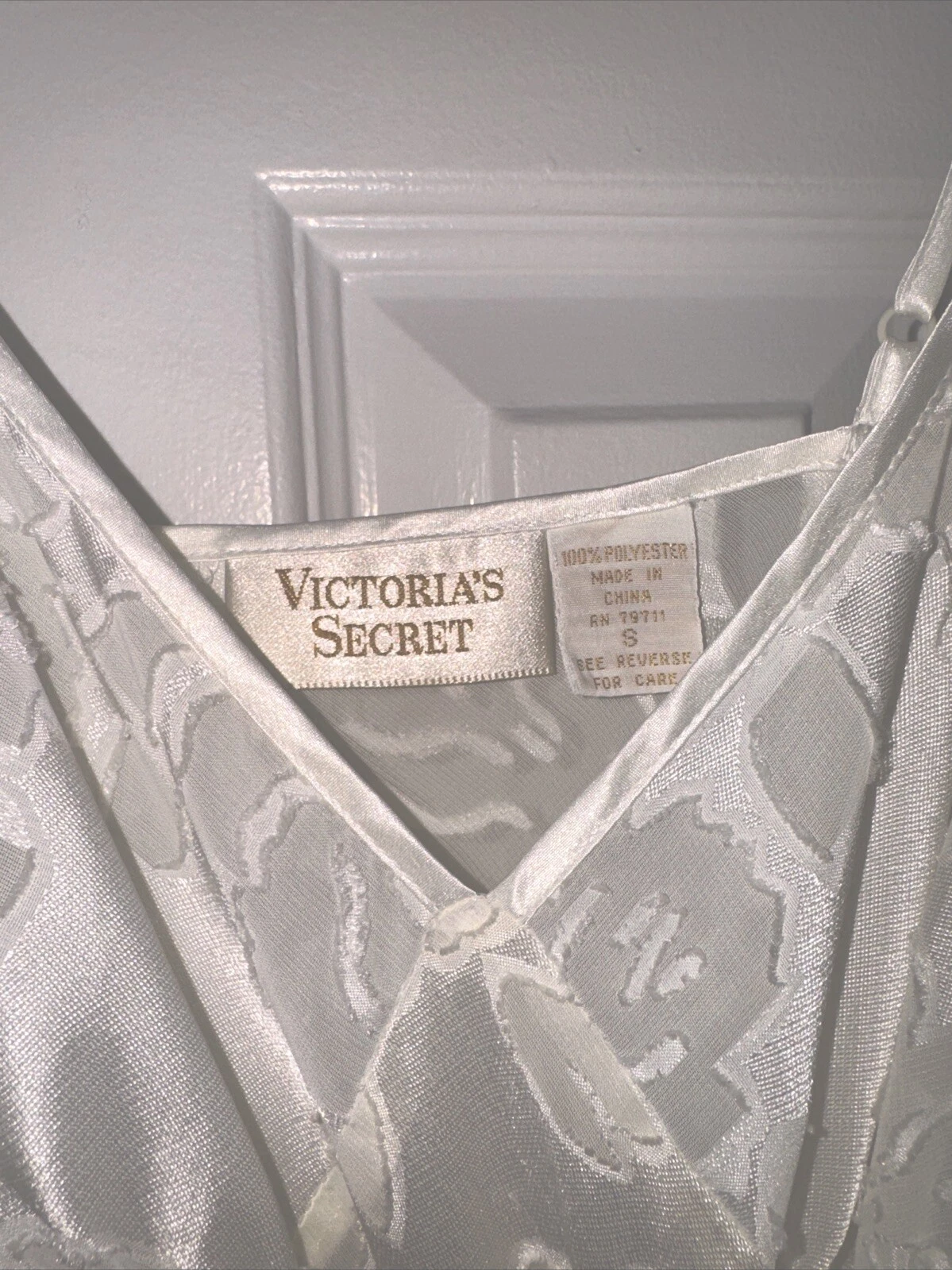 UNDERCOVER Abito Slip Vintage Victoria Secret Etichetta Oro Piccolo Avorio Trasparente Floreale Rosa Spacco