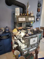 Antique Home Comfort wood burning cook stove Wrought Iron Range Company