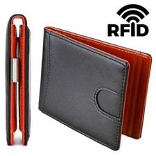 Leather Minimalist Bifold Wallets For Men RFID Blocking Slim Front Pocket Purse