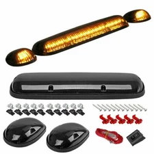 3PC Smoke Lens LED Cab Roof Running Amber Lights For 2002-14 Chevrolet Silverado