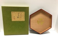 Rare Tea Ceremony Japanese Hexagon Wood lacquer ware tray Ginkgo Urasenke Chado