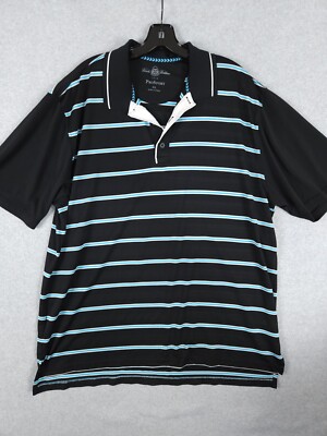 Brooks Brothers Polo Shirt Men's Size XL Short Sleeve ProSport Black Striped