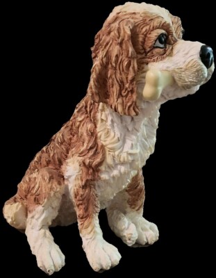 Dog Sitting bone Cocker Spaniel Garden Statue home decor Indoor Outdoor resin