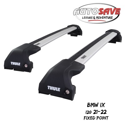 Thule WingBar Edge Silver Roof Bars for BMW iX I20 21-22 Fixpoints Lockable Pair