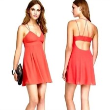 NWOT Express Strappy Open Back Fit & Flare Flowy Mini Dress Coral Women's Size 0
