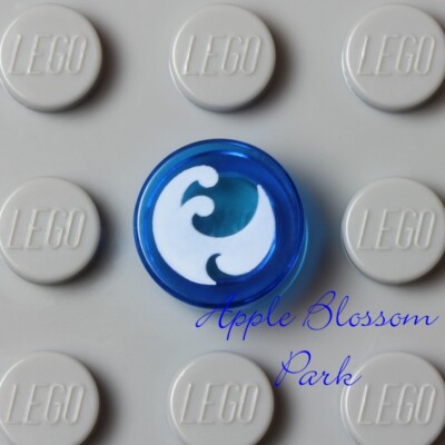NEW Lego Elves 1x1 Trans Blue WATER POWER ICON Round Tile Elf White Wave Symbol