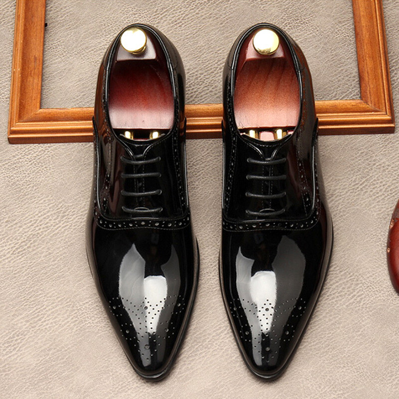 SAOLA Scarpe brogues da uomo di fascia alta in pelle di vacchetta stile britannico vernice intagliata