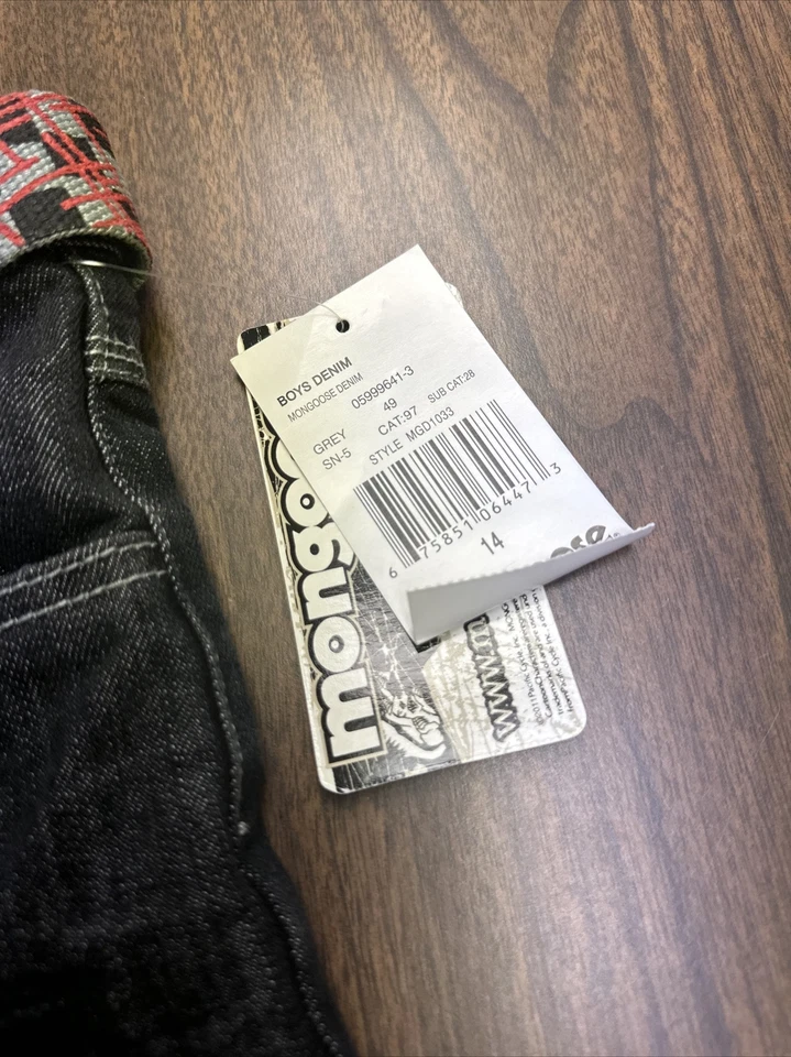 Pantalones de mezclilla negros Mongoose talla 14 para jóvenes con cinturón bicicleta BMX 2011 nuevos Foto 2 de 4