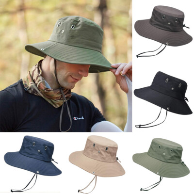 Men's Womens Summer Bucket Boonie Hat Neck Cover Flap Sun Wide
