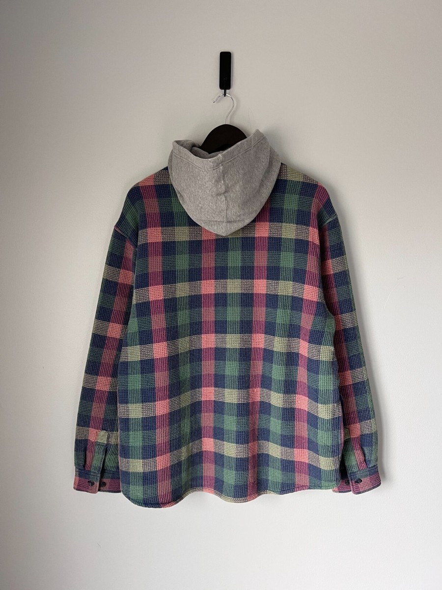 Supreme Waffle Plaid Hooded Shirt - Size Large - Mulitcolor Supreme Waffle Plaid Hooded Shirt - Size Large - Mulitcolor