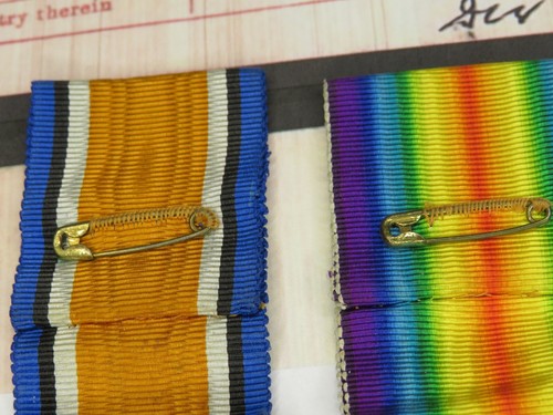 WWI British Army Medal Pair War / Victory to STUART, Welsh Regiment & Badges - Picture 8 of 11