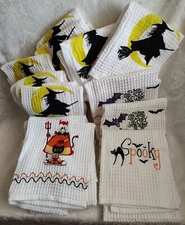 New C&F Enterprises 13 Halloween Embroidered Kitchen Waffle Towels 4 Designs