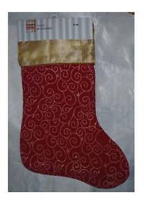 MORE HOLIDAY 18" CHRISTMAS STOCKING ORNAMENT RED GOLD