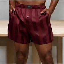 American Eagle AEO Mens Satin Boxer Short With Pocket Maroon Color Satin Boxer
