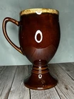 Hull Pottery Irish Coffee Mug Cup Goblet Pedestal Brown Drip Vintage MCM EUC