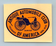 Window Decal Antique Automobile Club Of America Duryea 2.25 Inches Palm Brothers Window Decal Antique Automobile Club Of America Duryea 2.25 Inches Palm Brothers