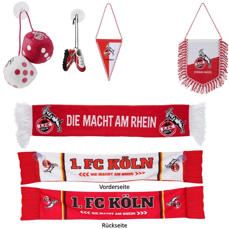 1. FC Köln Autoschal Minischal Banner Plüschwürfel Autospiegelschuhe Autowürfel - Bild 4 von 4