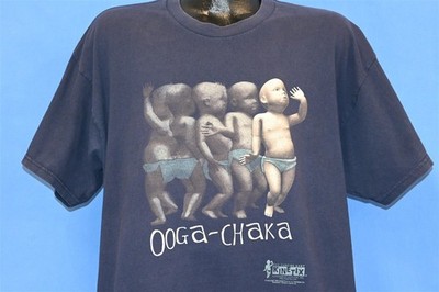 vintage 90s DANCING BABY OOGA-CHAKA CHA CHA MEME BLUE COTTON INTERNET t-shirt XL