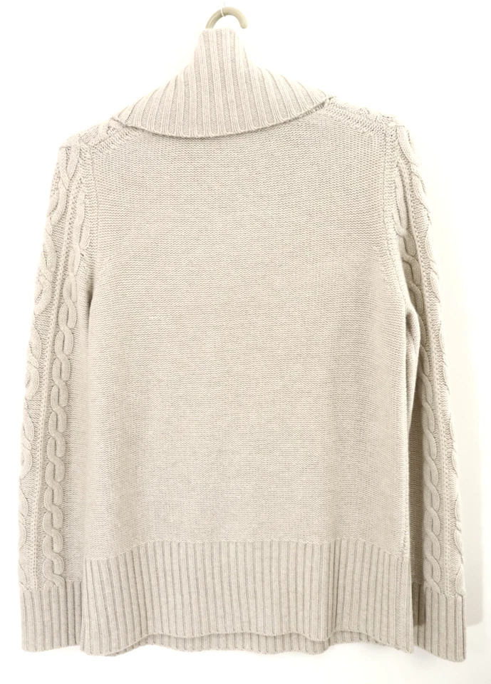 Suéter Pullover de Cachemira Grueso para Mujer TALBOTS Cuello Alto Tejido con Cable Beige Talla S Foto 2 de 4
