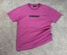 Napapijri Geographic Pink Graphic T shirt Mens Single Stitch Cotton Size M