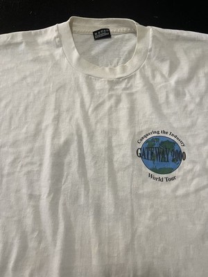 Vintage Gateway 2000 Computer World Tour Promo T-Shirt, White, Size: 3XL