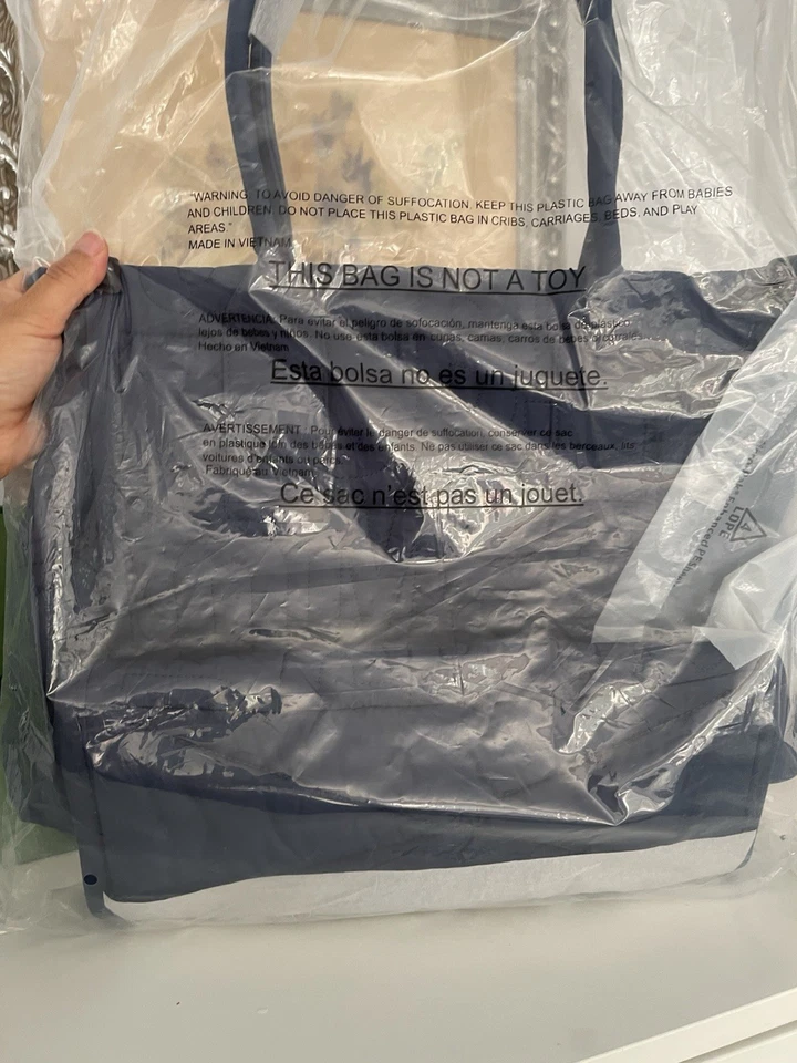 NUEVO CON ETIQUETAS Marc Jacobs Nylon Grande Logo Acolchado Ropa de Trabajo Bolso de Mano Azul Azul Azul Foto 3 de 4