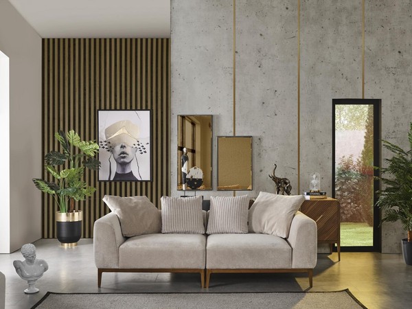 Sofa 3 Sitzer Weiß Stoff Wohnzimmer Luxus MöBel Couch Neu Modern-image