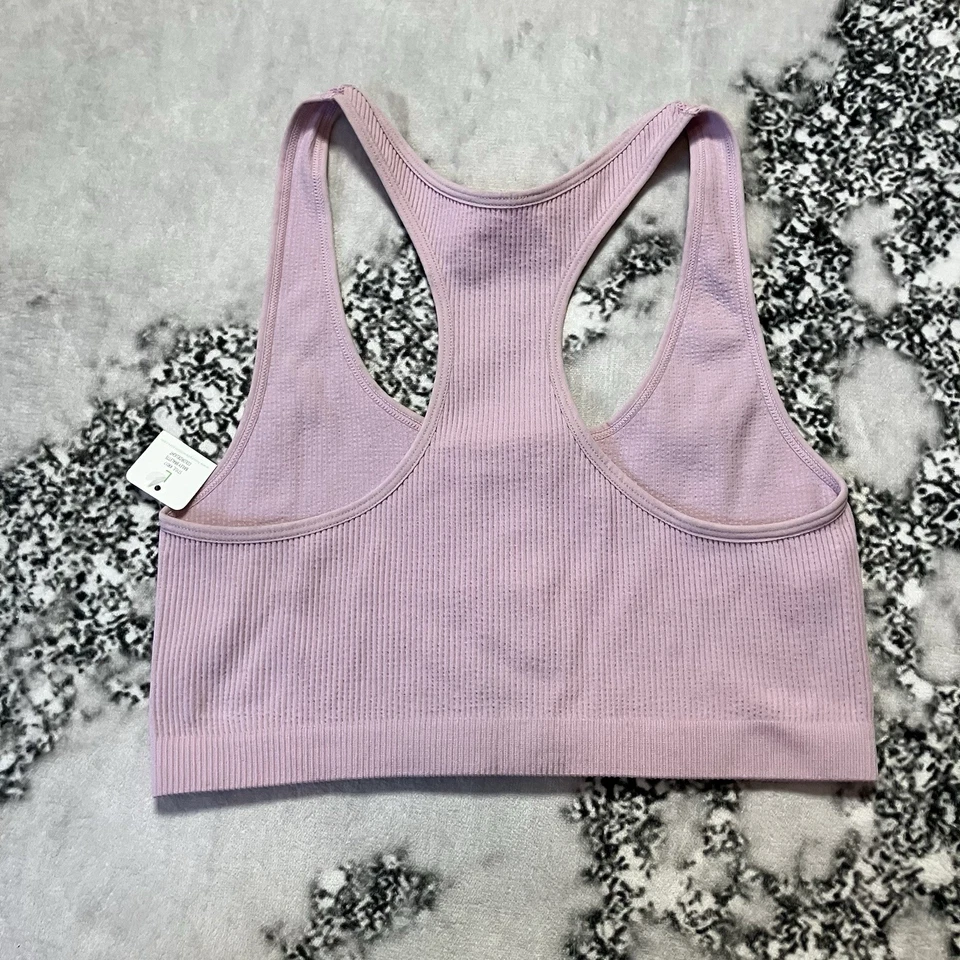 Sujetador deportivo Honeydew para mujer talla grande rosa espalda deportiva acanalada elástico Foto 4 de 4