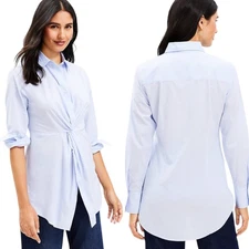 LOFT Long Sleeve Twist Everyday Tunic Top Blue 6