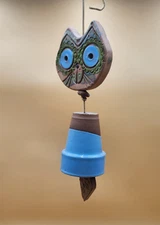 VINTAGE FUN whimsical garden decor unique gift  Pacific Stoneware Wind Chime CAT