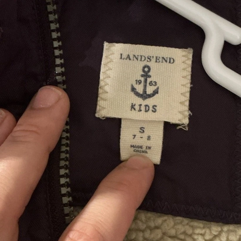 Abrigo Parka Lands End Niños Juvenil Pequeño 7 8 Chaqueta de Invierno Púrpura Sherpa Forrado Capucha Foto 2 de 4