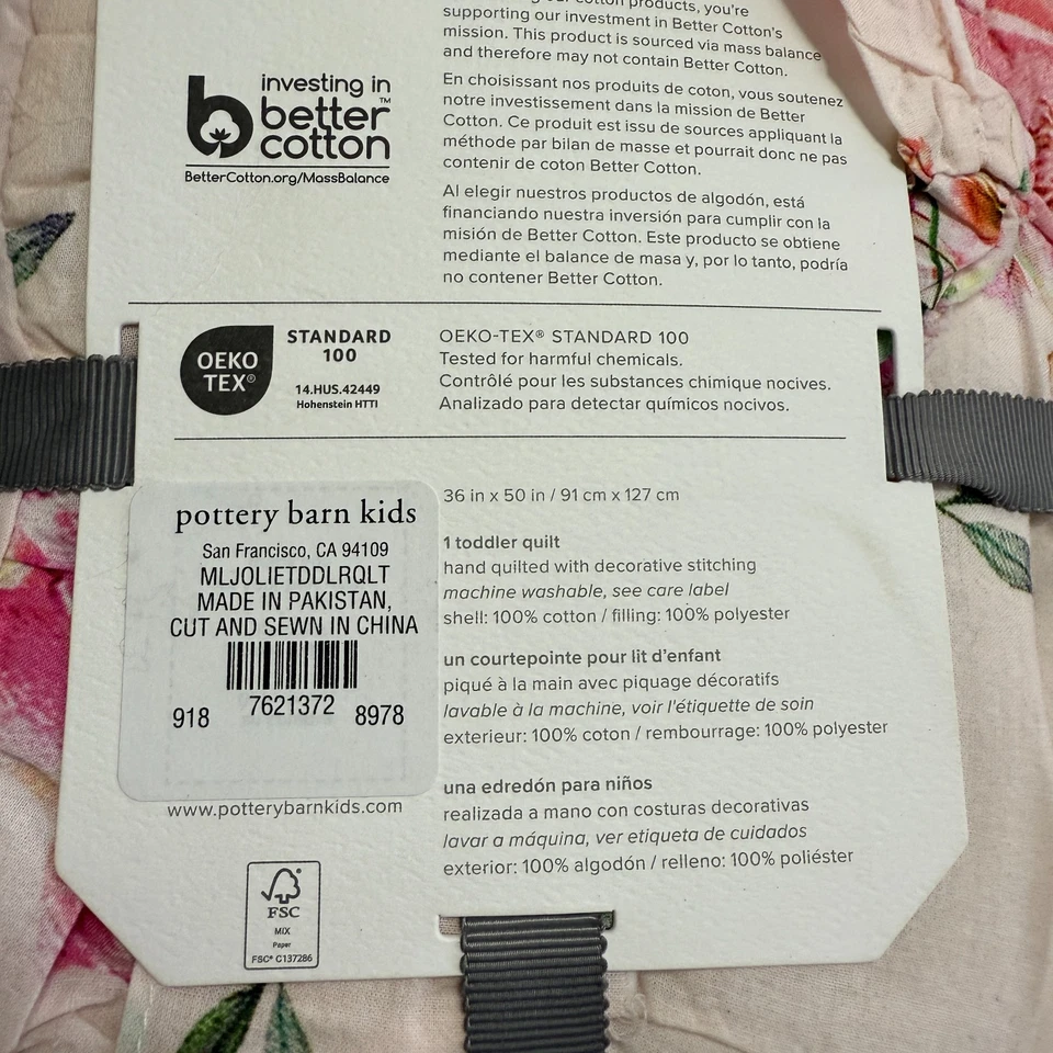 COLCHA DE BEBÉ ROSA VOLANTES FLORAL Pottery Barn Kids Monique Lhuillier Jolie Foto 4 de 4