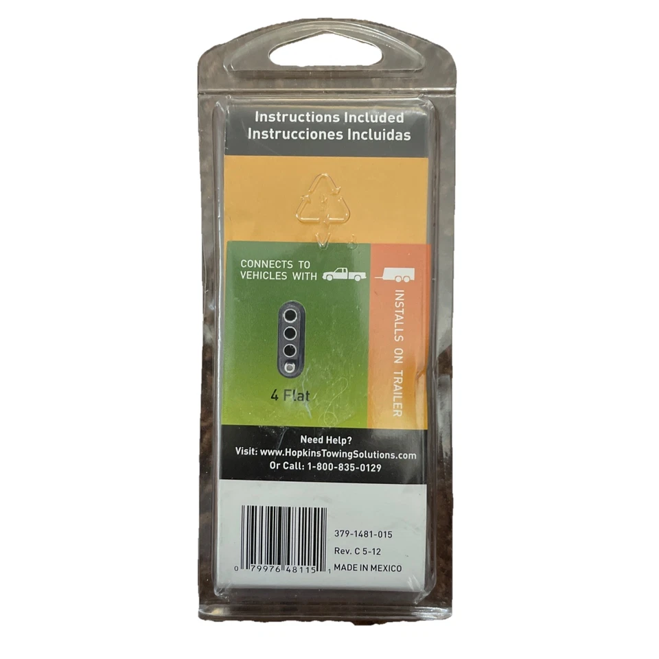 Conector de extremo de remolque Hopkins #48115 4 cables plano de 12 pulgadas. Izquierda/derecha/giro/freno Foto 2 de 2