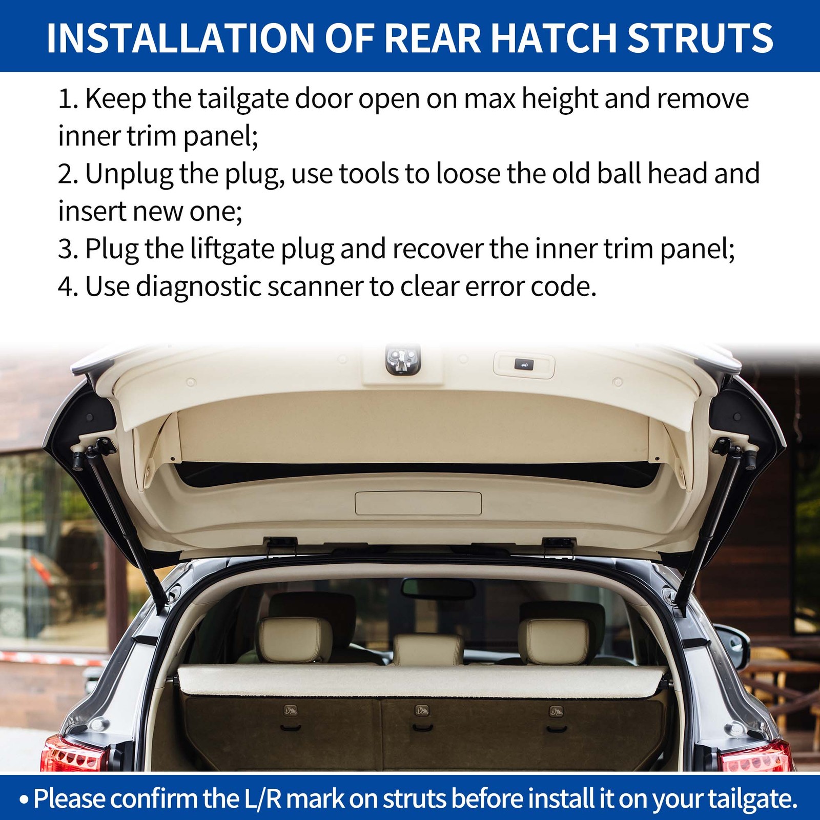 Packof1 for Ford Edge 15-21 No.FK7BR402A55AC Rear LH Tailgate Power Lift Support