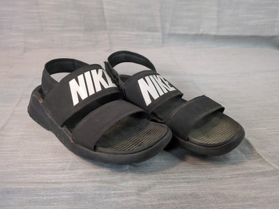 Nike Tanjun Sandal Black/White 882694-001 Women's Size 7 BLACK SOLE walking 