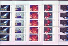Bund 2077-2081 10er Bogen 2080 + 2081 mit Hologramm Der Kosmos 100/110/300 Pf **