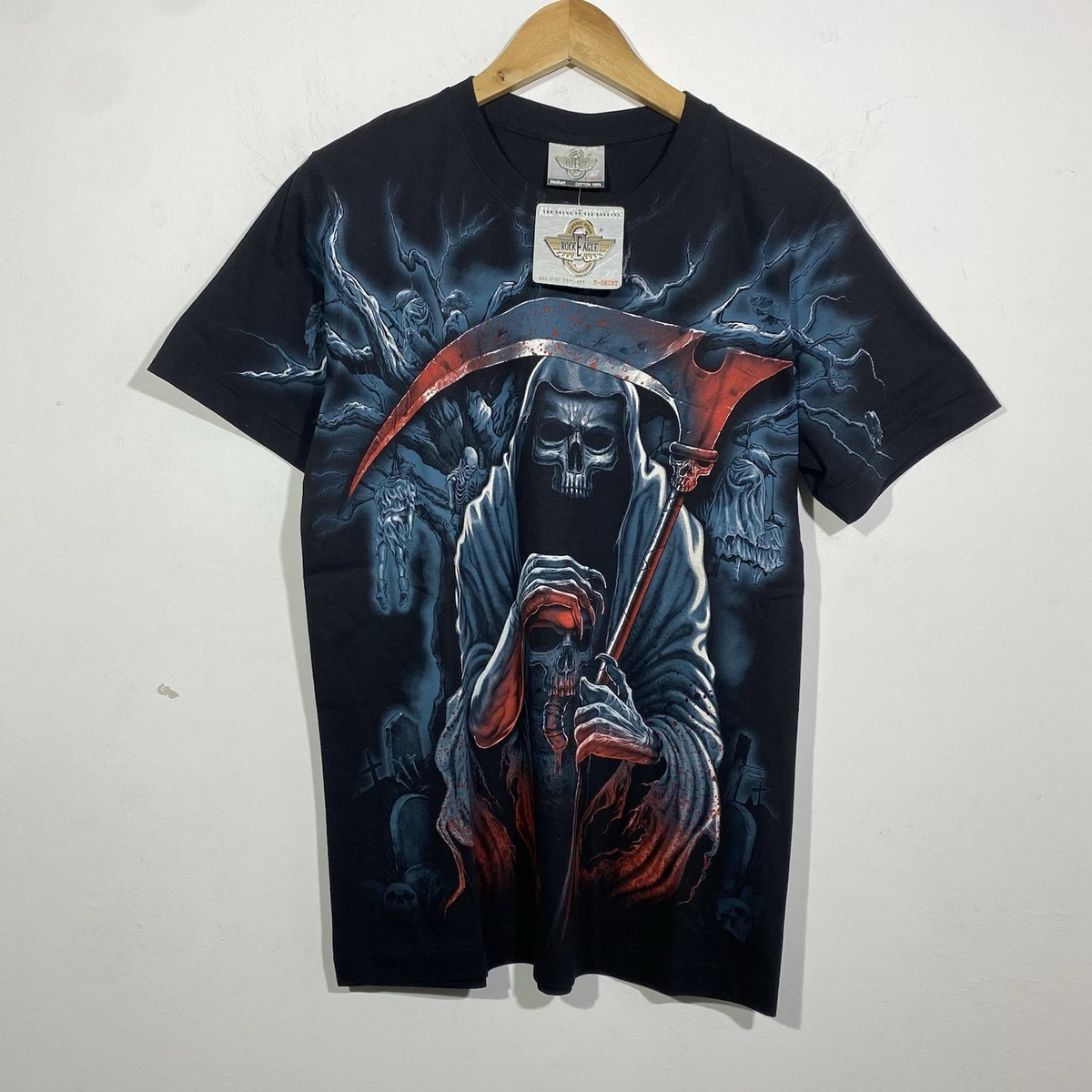 Rock Eagle Tee Shirt Homme 38-40 Noir Coton Graphique Loup