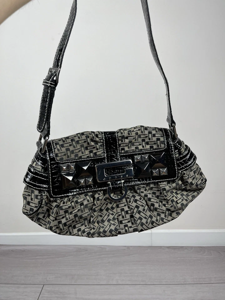Guess Vintage 00s Y2K Tachonado Hebilla Monograma Mujer Bolso Talla Única - Imagen 3 de 4