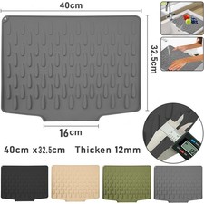 Kitchen Dish Draining Mat Silicone Washing Drainer Tray Drying Pans Pad 40x32cm