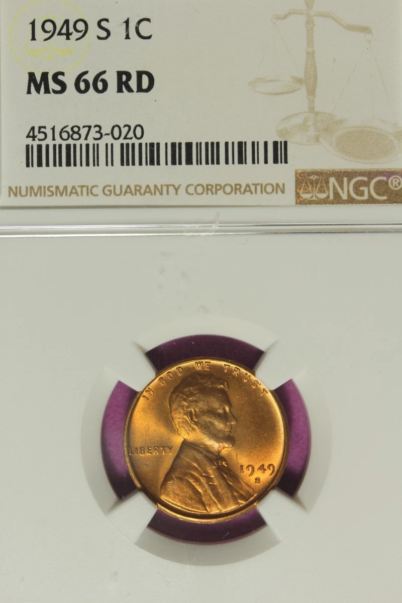 MS 66 Graded 1949 Year Lincoln Wheat US Small Cents (1909-1958