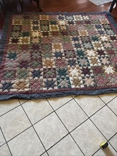 Vintage 8 Point Star Multicolor Quilted Hang-able Blanket Curtain 84x94” Inches