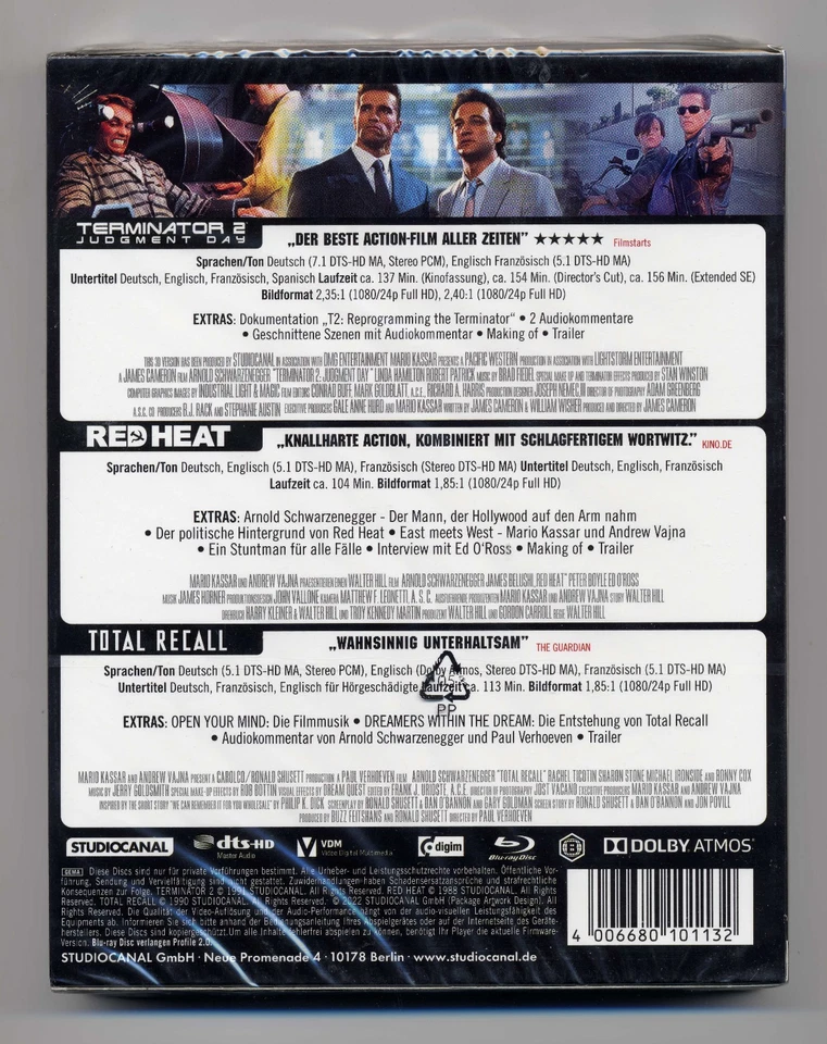 Blu-Ray ARNOLD SCHWARZENEGGER COLLECTION (Terminator 2/Red Heat/Total Recall) - Bild 2 von 2