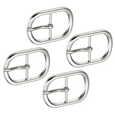 4Pcs 0.94" Single Prong Belt Buckle DIY Oval Center Bar Buckle Silver