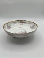Antique Limoges Elite France J. McD.  S. 3 Footed Serving Bowl Rose Pattern