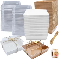 100 Pack Charcuterie Boxes with Clear Lids, Disposable Bakery Dessert Containers