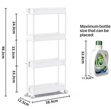 3 Tier Storage Trolley Cart on Wheels Bathroom Kitchen Narrow Space Rolling Rack